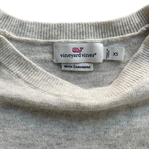 Vineyard Vines Cashmere Sweater Crewneck Soft Cozy Warm Fringe Gray Size XS - Picture 2 of 7